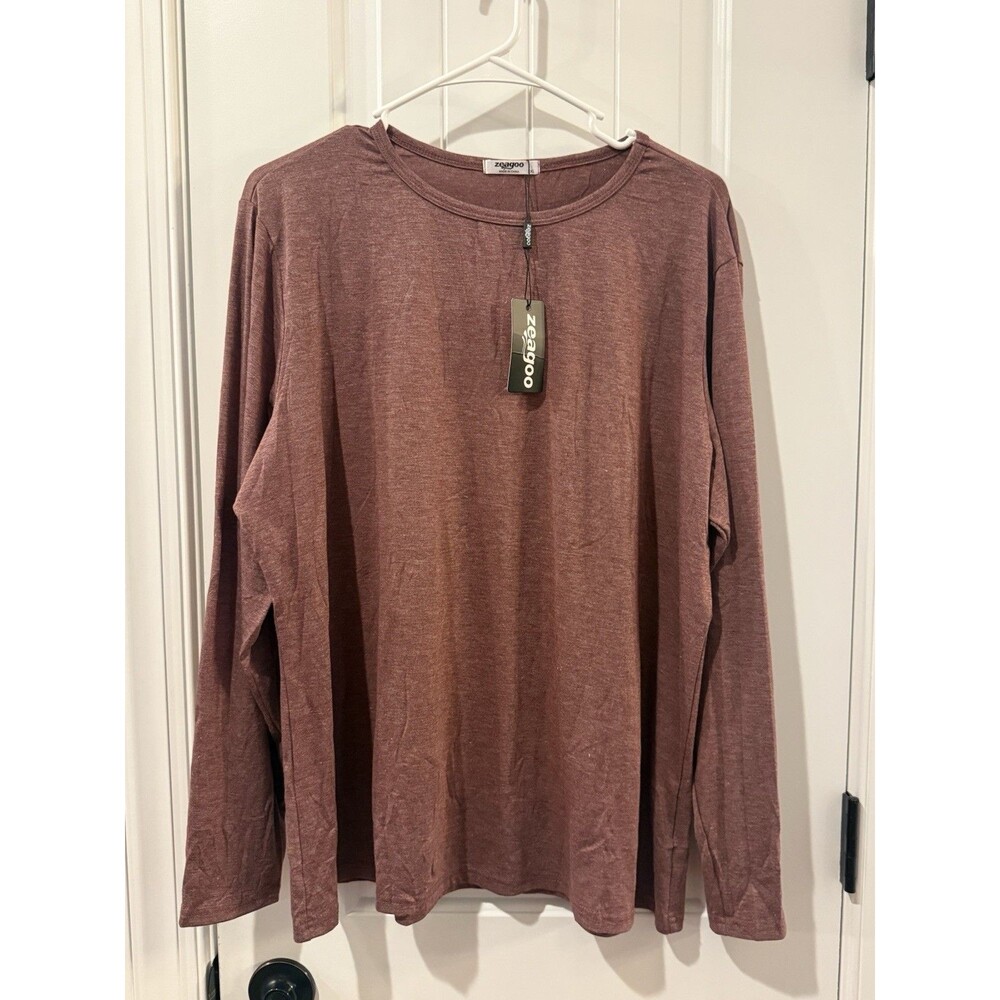NWT Zeagoo Size XXL Stretch Knit Burgandy Top With Long Sleeves